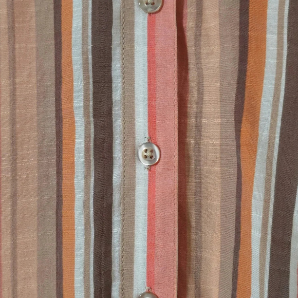 ✨️4/$20. COMO BLU Retro Striped Long Sleeve, Linen Look. Multi-Color, 70's - Picture 7 of 13